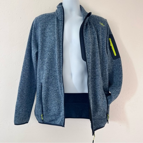CMP Men’s Knit-Tech Fleece Jacket Heather Blue Size L Outdoor Gorpcore Italy - Picture 6 of 13